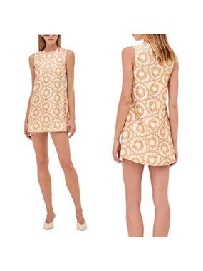 NEW Alexis Anicka Geometric Pattern Sleeveless Mini Dress Orange Size: Large